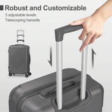 2 Piece Luggage Set (20"+12") Checked Travel Suitcases, Lightweight Portable Hard Shell Carry-On Luggage With Spinner Wheels, Rose Gold, Black, Dark Grey - Dark Grey - View 7