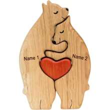 1 pièce Figurine en bois d'un ours qui fait un câlin, décoration familiale chaleureuse, fournitures scolaires, retour à l'école