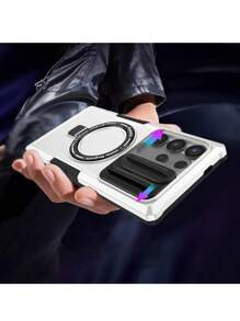 防震装甲滑盖磁力支架无线充电外壳兼容三星 Galaxy S25 S24 S23 S22 Ultra Plus 防震防摔保护套防水防刮 - 白色 - 查看 8