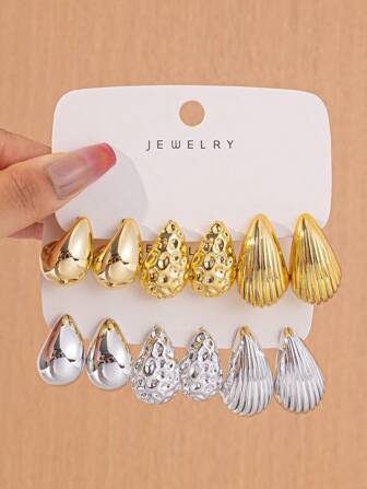 Set de 6 a 12 piezas de pendientes de gota de agua de CCB para mujer