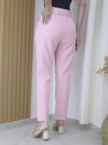 Women's Tailored Formal Pants In Polyester Elastane With Belt - Maxma 6622 - Baby Pink 2 - View 3