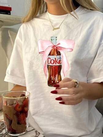 Women's Solid Color Round Neck Short Sleeve Casual Loose Graphic T-Shirt