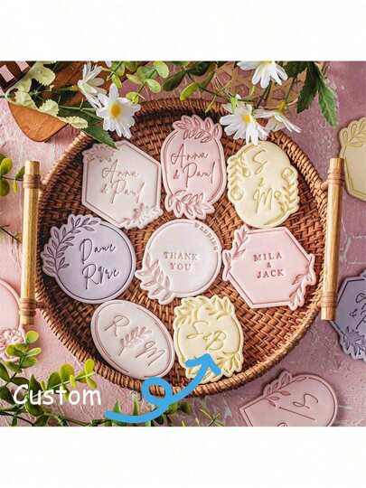 2Pcs/1Set Wedding Cookie Cutter Leaf Pattern Elegant Fondant Biscuit Chocolate Mold Birthday Valentines Day Party Cookie Embossing Mould Dessert Baking Tool Party Favor Supplies