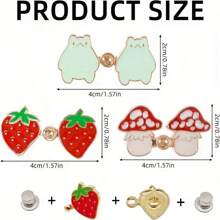 2/3/4 对可爱青蛙、草莓、蘑菇弹性腰带扣可调节腰带延长器，无缝牛仔裤腰带配件，适用于连衣裙和服饰 - 彩色 - 查看 4