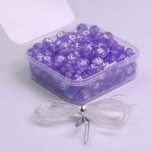 4x7mm Transparent White Letter Beads, DIY Jewelry Making Accessory, Approx. 200pcs/Box - Alphabet Beads - View 4