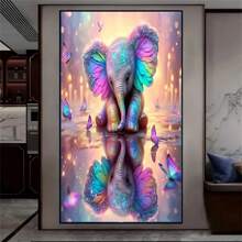 5D钻石画套装 - 大象倒影,DIY钻石马赛克艺术品,适合家居装饰和手工礼品,多种尺寸可选 - 彩色 - 查看 6