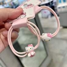 Sanrio -1pc/2pcs Hello Kitty Cartoon Cute Headband, Sweet And Versatile High Elasticity Rubber Band, Ponytail Headband Hair Accessory Headband. Home Bathroom Decor Fall Decor Back To School
