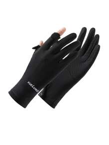 1 Pair Minimalist Summer UV Protection Gloves, Thin Short Breathable Ice Silk Cooling Outdoor Sun Block Gloves For Women