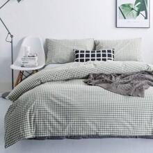 Light Blue Gingham Duvet Cover Queen 100% Washed Cotton Blue Plaid Duvet Cover Set 3 Pieces 1 Blue Grid Duvet Cover With Zipper Ties 2 Pillow Cases Luxury Gingham Plaid Bedding Set Breathable - Green Gingham - View 2