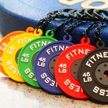 1pc Mini Barbell Weight Keychain, Fashion PVC Keyring For Men, Unisex Fitness, Suitable For Father's Day, Teacher's Day, Airplane Decor, Car Key And Backpack Accessory Car Accessories Bag Charm School Letter Cute Goth Y2k Halloween Accessories Teachers Day Christmas Gift Ideas Bag Lanyards With Id Holder Car Accessories Bag Charms - Multicolor - View 5