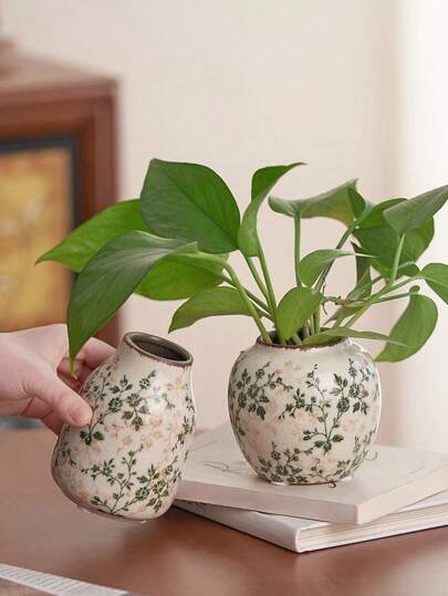 1pc made Vintage Crackle Glaze Ceramic Mini Flower Vase Rustic Farmho Bloemen Centerpiece crafted Ice Crack, Bohemian Living Room Dried/Fresh Display, Room, Study, Office Desk, New Chinese Zen Zachte Furnishing view 5