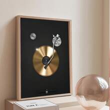 1 件，帆布挂画，带框装饰画，海报，墙壁艺术，复古金唱片帆布艺术印刷品，客厅、卧室、办公室墙壁装饰 - 独特的音乐主题海报，防水，完美的礼物创意，房间装饰