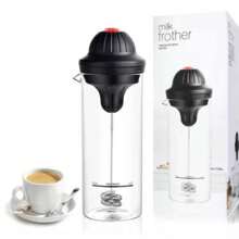 Espumador de Leche Espumador de Leche Eléctrico de Mano Espumador de Leche de Mano Eléctrico a Batería Espumador de Leche Automático con Vidrio Resistente Al Calor para Café Latte Chocolate Caliente - Negro - Ver 3