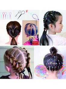 1 000 pièces d'élastiques colorés pour enfants + 2 pièces de bracelets accessoires pour cheveux pour filles