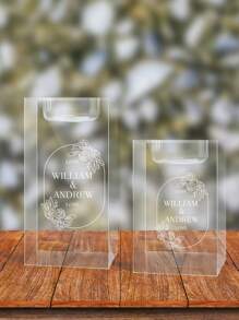 Personalized 3D Text Crystal Candle Holder Personalised Memorial Tea Light Holder Crystal Glass Remembrance Gift,Love Lives Here Crystal Tealight Candle Holder,Personalized Couple Gifts, Engagement Gift,Personalized Pillar Candle Holder