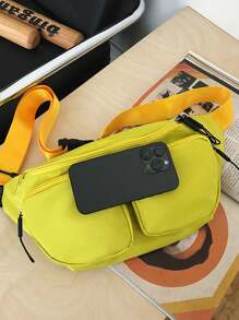 Solid Color Casual Waist Bag, Kids Minimalist Casual Shoulder/Crossbody Bag - A - View 4