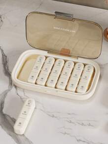 1pc 7 Days Portable Pill Box Weekly Pill Box Travel Medicine Storage Pill Case Drug Container Tablet Dispenser Plastic Independent Lattice