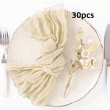 6/12/18/24/30pcs Set Balinese Sheer Coffee Color Napkins, 19.7 X 19.7 Inch Square Romantic Boho Style Transparent Napkins For Gift, Decoration, Vintage Bridal Shower, Birthday Party, Holiday Table Centerpiece (Multi-Color Options)