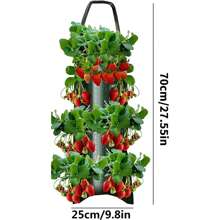 3pcs Hanging Planting Bags, 8/10 Holes, Reusable, Space-Saving, Transparent, Durable, Suitable For Potatoes, Vegetables, Strawberries (Green And Orange) - Green - View 3