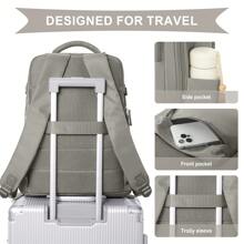 旅行背包休闲大容量背包男士商务笔记本背包，15.6英寸电脑工作背包，时尚多功能多层便携式登机包40 X 20 X 25，户外旅行大学生初中生书包，适合工作旅行上学户外旅行使用礼物 - 棕色 - 查看 6