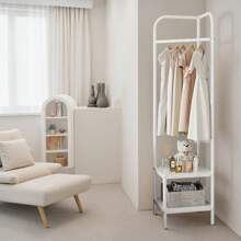 Metal Corner Coat Racks, Freestanding Garment Rack With Storage Shelf, Clothing Racks Entryway Coat Rack For Hallway, Entryway, Bedroom, Living Room, OfficeHanger Stackers Back To School Travel Essentials Room Decor,Home Decor,Bedroom Decor Storage Organization And Storage Puppy Keep Dress Shorts Phone Case Bikini Summer Dresses For Women Skirt Summer Dress Dresses Nails Jeans Tops White Dress Dresses For Women - White - View 2