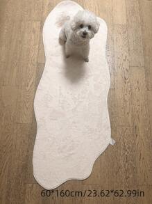 1pc Asymmetrical Shaped Rug, Faux Wool Washable Carpet, Minimalist Luxury Bedside/Living Room Mat (Asymmetrical Size May Have 1-5CM Deviation, Recommend Buying Larger)