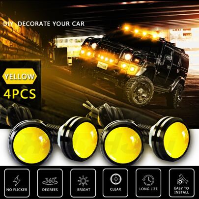 4Pcs Eagle Eye Lamps LED DRL Fog Daytime Running Car Light Tail Backup 12V Amber