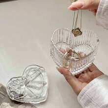 1 Stück Schleife Kristallglas Schmuckaufbewahrungsbox - Transparenter Deckel, elegante multifunktionale kompakte Aufbewahrungsbox, geeignet für Schmuckaufbewahrung auf der Kommode, Wohn-/Schlafzimmer Dekoration, perfektes Geschenk, für Urlaub, Strand, Bad, Schlafzimmer, großes Fassungsvermögen