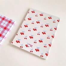 Cuaderno de estudiante con diseño geométrico de patrón de cereza, estilo INS, bloque de notas minimalista y antiadherente