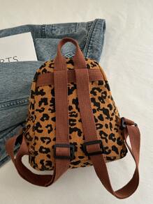 Fashion New Women Leopard Print Backpack - Brown - View 7