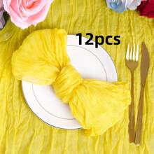 6/12/18/24/30pcs Set Balinese Sheer Coffee Color Napkins, 19.7 X 19.7 Inch Square Romantic Boho Style Transparent Napkins For Gift, Decoration, Vintage Bridal Shower, Birthday Party, Holiday Table Centerpiece (Multi-Color Options)