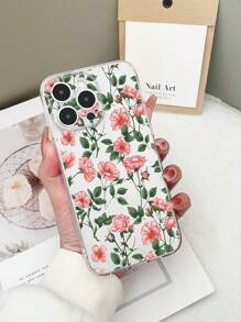 1 pieza Funda transparente de TPU a prueba de golpes con estampado floral colorido compatible con iPhone 15/15pro/15plus/15promax/16/16pro/16plus/16promax, Galaxy S23 Ultra/A14/A24, Redmi Note12pro, Pixel 8/8 Pro