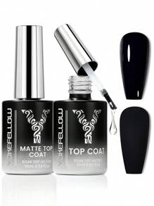 YOKEFELLOW Top coat gel lucido da 16 ml senza bisogno di struccare e top coat opaco, finitura lucente di diamanti ad alta capacità e texture vellutata, super glossy, lunga durata, alta durezza, resistente ai graffi e all'usura, previene sbavature, smalto gel per lampada UV LED, arte di unghie professionale, idea regalo fai da te