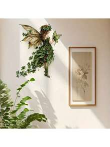 1pc Home Decorations Mid-Century Modern Fairy And Butterflies Wall Decals - PVC Self-Adhesive Fantasy Themed Cartoon Wall Stickers For Living Room Bedroom Decor - Single Use, Mid-Century Fantasy Wall Art Decorations, Vinyl Decal For Home Decorations, Wall Decoration Items Refresh Your Home - Dark Green - View 14