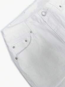 NVFelix 女士直筒牛仔裤，弹力面料，做旧水洗，优雅时尚，Y2K街头风，白色，适合冬季、感恩节和新年穿着，新品上市 - 白色 - 查看 8