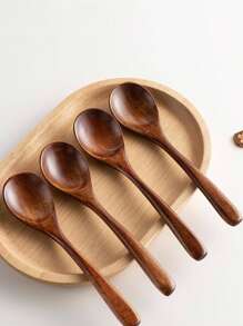 1PC Wooden Spoon Is A Must-Have For Both Kitchens And Restaurants. It Is Suitable For Serving Soup Spoons, Dessert Spoons, And Simple Wooden Soup Spoons, With A Rustic Style., Back To School Supplies