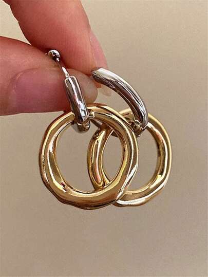 歐美復古雙色可拆卸吊墜耳環兩種佩戴方式