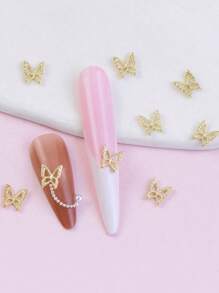 10/20 accesorios de uñas de aleación, simples, lindos, románticos, estilo japonés y coreano, mariposa hueca de plata, decoración de uñas para mujeres, decoración de belleza, decoración DIY, decoración de estuche de teléfono hecho a mano, decoración de muñecas, se puede usar en el hogar con decoración de uñas o parches de uñas para uso diario, uso festivo, uso de traslado