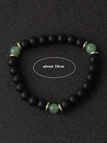 Men Fashion Lava Bracelet Strength And Protection, Larvikite Healing Bead Stretch Balance Bracelet Spiritual Meditation Grounding Jewelry Unisex Jewelry