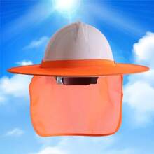 Casco de  reflectante para construcción, protector de cuello, casco, parasol, kit de rayas reflectantes, protección solar de verano, previene quemaduras solares - Naranja - Ver 2