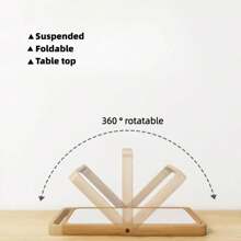 CASEGRACE 1 pieza Espejo de maquillaje de escritorio de madera - Ajustable, espejo de vanidad plegable HD con marco de madera natural, opción de montaje en pared o mesa, ideal para decoración del dormitorio y sala de estar, regalo de cumpleaños perfecto