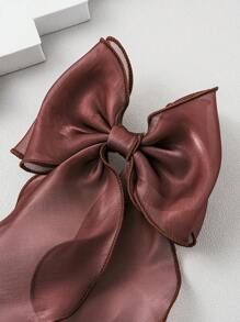 1pc Oversized Iridescent Chiffon Bowknot Ribbon Hair Clip Hairband For Girl