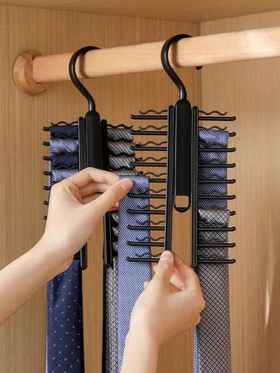 1pc Multi-Functional Rotatable Tie & Bowtie Hanger For Large Capacity Storage, Solid Color PP (Polypropylene)