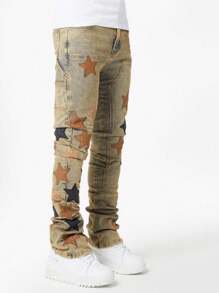 Men's Casual Embroidered Versatile Jeans - Multicolor - View 3