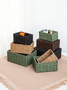 Cestino intrecciato per uso domestico, cestino di immagazzinaggio intrecciato con corda di carta, adatto per salotto, camera da letto, per contenere giochi di bambini, cestino di immagazzinaggio da tavolo