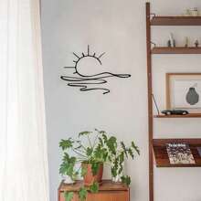 1PC Vibrant Sunrise Metal Wall Art - Chic Modern Minimalist Iron Decor, Easy-To-Hang With Wall Mounting Option - Perfect For Home Aesthetics & Unique Housewarming/Wedding Gift, Metal Wall Art Decor