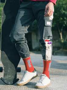 1/6/12/20 Pairs Random Men's New Skateboard Hip Hop Street Europeon American Sports Running Basketball Breathable Moisture-Wicking Mid Tube Socks