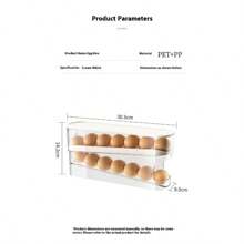 1pc Egg Storage Box With Cover, Rotating Egg Holder Rack, Refrigerator Side Door Egg Organizer, Made Of PP+PET