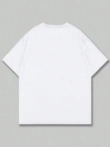 Cartoon bunter Graffiti Löwe Grafik Muster T-Shirt, Rundhals Lässig vielseitiges Kurzarm-T-Shirt für Damen, geeignet für Sommer und Frühling - Weiss - Übersicht 2