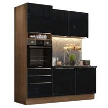 Madesa Gabinete Cocina Integral Compacta 180cm Lux Color Marrón/Negro 01 - Marrón y negro - Ver 2